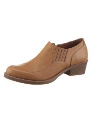 Heine Skórzane botki w kolorze jasnobrązowym rozmiar: 42. Brązowe botki damskie Heine, ze skóry, bez obcasa, bez zapięcia. Za 113.99 zł.