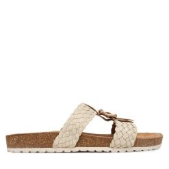 Klapki Tamaris. Białe klapki damskie Tamaris, bez wzorów, bez obcasa, bez zapięcia. Za 299.99 zł.