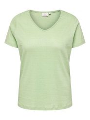 ONLY Koszulka w kolorze jasnozielonym rozmiar: XL-54. Zielone bluzki damskie Only, xl, bez wzorów, bez kołnierzyka, bez ramiączek. Za 61.46 zł.