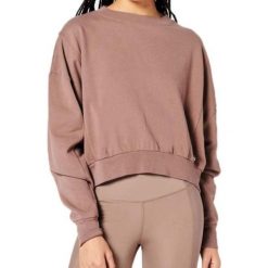 Bluza sportowa damska Superdry Flex Batwing Crew. Brązowe bluzy damskie Superdry, s, bez wzorów, z bawełny, bez kaptura. Za 134.00 zł.