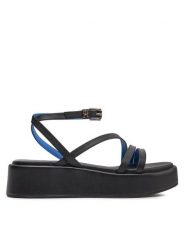 Tommy Hilfiger Sandały Th Strap Platform FW0FW07728 Czarny. Czarne sandały damskie Tommy Hilfiger, bez wzorów, ze skóry, bez obcasa, na koturnie, bez zapięcia. Za 569.99 zł.