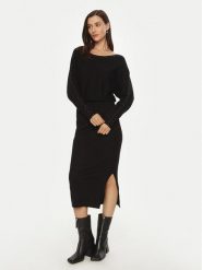 Morgan Sukienka dzianinowa 242-RMLIDO Czarny Slim Fit. Czarne sukienki damskie Morgan, bez wzorów, z dzianiny, bez ramiączek. Za 239.99 zł.