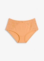 Figi modelujące z delikatną koronką. Brązowe bielizna korygująca bonprix, bez wzorów, z koronki. Za 54.99 zł.