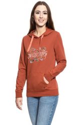 BLUZA MUSTANG Bella H Embroidery BURNT HENNA 1008025 7143. Brązowe bluzy damskie Mustang, l, bez wzorów, z kapturem. W wyprzedaży za 69.99 zł.