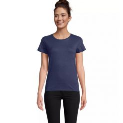 Dopasowana koszulka T-shirt z jerseyu dla kobiet Sol's Pioneer. Niebieskie bluzki damskie SOL'S, s, bez wzorów, z jersey, bez kołnierzyka. Za 30.50 zł.