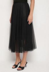 Czarna Tiulowa Spódnica o Rozkloszowanym Kroju Rallasea. Czarne spódnice damskie Born2be, na co dzień, l, bez wzorów, z materiału, eleganckie, midi. Za 59.99 zł.