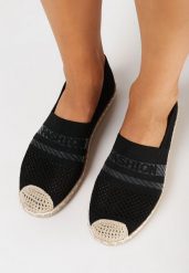 Czarne Espadryle na Płaskiej Podeszwie z Plecionki Chorisa. Czarne espadryle damskie Born2be, bez wzorów, z tkaniny, bez obcasa, na płaskiej podeszwie. Za 44.99 zł.