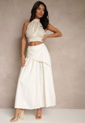 Beżowa Asymetryczna Spódnica Plisowana z Bawełną i Wiskozą Natunelia. Brązowe spódnice damskie Renee, l, bez wzorów, z bawełny, eleganckie, maxi. Za 129.99 zł.