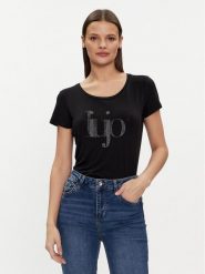 Liu Jo T-Shirt VA4227 JS360 Czarny Regular Fit. Czarne t-shirty damskie Liu Jo, s, bez wzorów, z wiskozy, bez kołnierzyka. Za 409.99 zł.