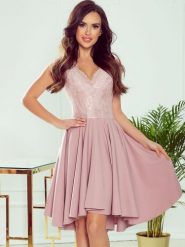 Sukienka Model Patricia 300-1 Powder Pink - Numoco. Różowe sukienki damskie NUMOCO, bez wzorów, z koronki, bez ramiączek. Za 336.51 zł.