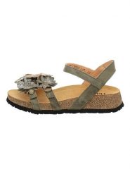 Think! Skórzane sandały "Koak" w kolorze khaki rozmiar: 39. Brązowe sandały damskie Think!, z aplikacjami, z otwartym noskiem, bez obcasa, bez zapięcia. Za 175.95 zł.