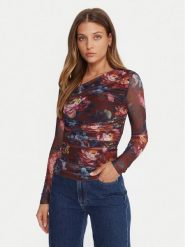 Guess Bluzka W5BP32 KCZC2 Kolorowy Slim Fit. Bluzki damskie Guess, xs, z aplikacjami, z syntetyku, bez kołnierzyka, bez ramiączek. Za 219.99 zł.