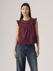 Levi's Bluzka w kolorze fioletowym rozmiar: XS. Różowe bluzki damskie Levi's, s, bez wzorów, z bawełny, bez kołnierzyka, bez ramiączek. Za 79.77 zł.