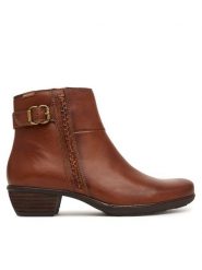 Pikolinos Botki Utiel W7P-8501 Brązowy. Brązowe botki damskie Pikolinos, ze skóry, bez obcasa, na słupku, bez zapięcia. Za 759.99 zł.