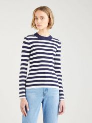 Levi's Koszulka w kolorze granatowo-białym rozmiar: XS. Niebieskie bluzki damskie Levi's, s, bez wzorów, prążkowane, bez kołnierzyka, bez ramiączek. Za 122.96 zł.