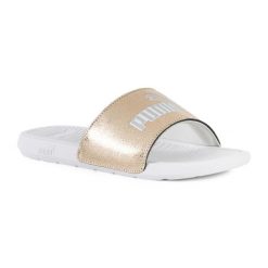 Klapki PUMA Cool Cat 2.0 Metallic Shine. Szare klapki damskie Puma, bez wzorów, z materiału, bez obcasa, bez zapięcia. Za 94.99 zł.