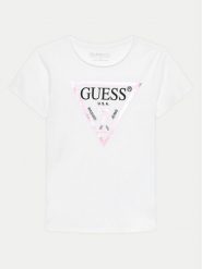 Guess T-Shirt J73I56 K8HM0 Biały Regular Fit. Białe koszulki i t-shirty dziewczęce Guess, z aplikacjami, z bawełny, bez kołnierzyka, bez ramiączek. Za 69.99 zł.