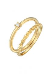 Elli Damski Klasyczny i Skręcony zestaw 2 częściowy z koralikami szklanymi pozłacane srebro 925 Sterling Silver Pierścionki 1 ct. Szare pierścionki damskie Elli, z perłą, pozłacane. Za 233.99 zł.
