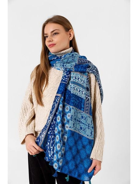 Lucky Bees Szal w kolorze niebieskim - 180 x 85 cm rozmiar: onesize. Niebieskie szaliki damskie Lucky Bees, bez wzorów, z bawełny. Za 65.95 zł.