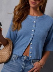 Milan Kiss Kardigan w kolorze niebieskim rozmiar: XL. Niebieskie kardigany damskie Milan Kiss, xl, bez wzorów, z bawełny. Za 177.95 zł.