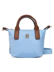 Tommy Hilfiger Torebka Popette Micro Tote AW0AW18368 Błękitny. Niebieskie torebki klasyczne damskie Tommy Hilfiger, z materiału, bez dodatków. Za 329.99 zł.