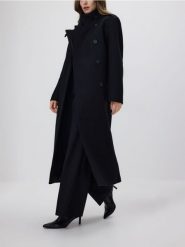 Płaszcz z dodatkiem wełny - czarny. Czarne płaszcze damskie Reserved, l, bez wzorów, z tkaniny, bez kaptura. Za 459.99 zł.