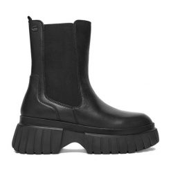 Botki G-Star. Czarne botki damskie G-Star, retro, bez obcasa, na płaskiej podeszwie, bez zapięcia. Za 449.99 zł.