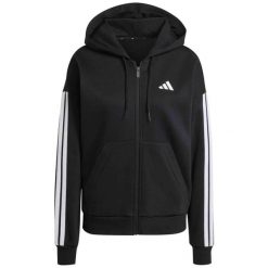Damska polarowa bluza z kapturem na zamek adidas Essentials 3-Stripes. Czarne bluzy damskie Adidas, na zimę, l, z aplikacjami, z materiału, z kapturem. Za 307.60 zł.