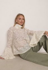 Beżowa Wiskozowa Bluzka z Koronki z Bawełną Kokardą i Rozszerzanymi Rękawami Andrice. Brązowe bluzki damskie Born2be, l, bez wzorów, z bawełny, klasyczne, bez kołnierzyka, bez ramiączek. Za 139.99 zł.