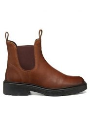 Geox Sztyblety D Swelen D665GI 81 C6R7J Brązowy ciemny. Brązowe botki damskie Geox, bez obcasa, na płaskiej podeszwie, bez zapięcia. Za 499.99 zł.