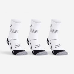 Skarpety sportowe tenis Artengo RS900 high 3 pary. Białe skarpetki damskie Decathlon, bez wzorów, z bawełny. Za 39.99 zł.
