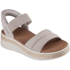 Sandały damskie Skechers Bobs Sun Ray. Brązowe sandały damskie Skechers, bez wzorów, z materiału, bez obcasa, bez zapięcia. Za 390.00 zł.
