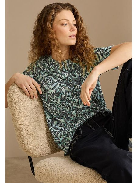 Cecil Bluzka w kolorze zielono-niebieskim rozmiar: XXL. Niebieskie bluzki damskie Cecil, xxl, bez wzorów, bez kołnierzyka, bez ramiączek. Za 66.00 zł.