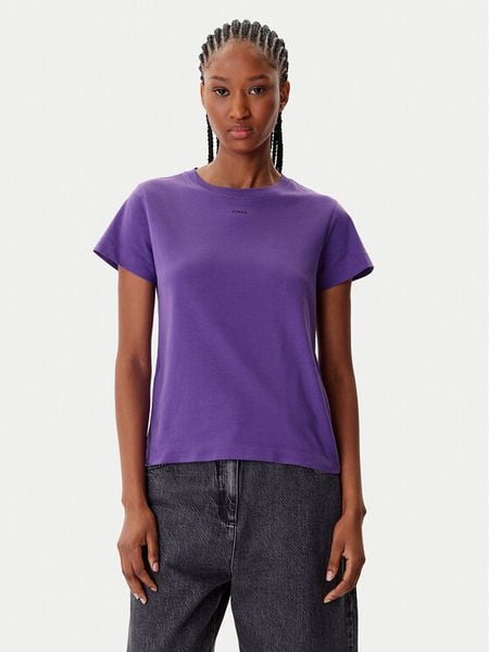 PINKO T-Shirt Basico 100373 A2RE Fioletowy Regular Fit. Fioletowe t-shirty damskie Pinko, xl, bez wzorów, z bawełny, bez kołnierzyka. Za 179.99 zł.