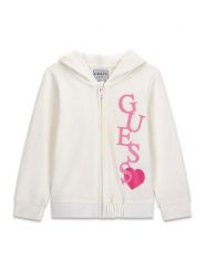 Guess Bluza K6RQ01 KA6R4 Biały Regular Fit. Białe bluzy dziewczęce Guess, z aplikacjami, z bawełny, bez ramiączek, bez kaptura. Za 199.99 zł.