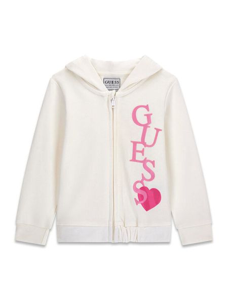 Guess Bluza K6RQ01 KA6R4 Biały Regular Fit. Białe bluzy dziewczęce Guess, z aplikacjami, z bawełny, bez ramiączek, bez kaptura. Za 199.99 zł.