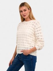 Kaffe Sweter Elena 10508195 Écru Regular Fit. Swetry klasyczne damskie Kaffe, xs, z bawełny, bez kołnierzyka. Za 119.99 zł.