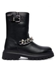 Liu Jo Botki Wanda 07 4F5017 EX014 S Czarny. Czarne botki damskie Liu Jo, ze skóry, bez obcasa, na płaskiej podeszwie, bez zapięcia. Za 449.99 zł.