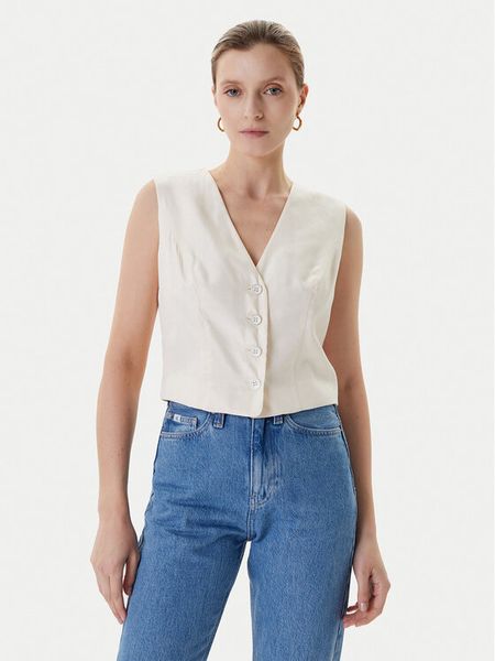 Guess Kamizelka W5YH51 WH5N2 Écru Regular Fit. Kamizelki damskie Guess, xxl, z aplikacjami, z wiskozy, bez kaptura. Za 229.99 zł.