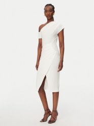 Rinascimento Sukienka koktajlowa CFC0127793003 Biały Slim Fit. Białe sukienki damskie Rinascimento, bez wzorów, z syntetyku, wizytowe, bez ramiączek. Za 599.99 zł.