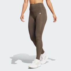Legginsy Optime Full-Length. Zielone legginsy damskie Adidas, m, bez wzorów, z materiału. Za 279.00 zł.