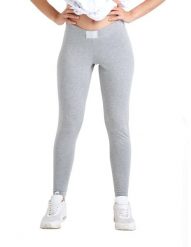 Błyszczące legginsy damskie. Szare legginsy damskie LEONE 1947 APPAREL, l, bez wzorów, z bawełny. Za 42.06 zł.