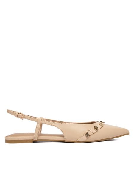 Guess Baleriny FLPDOR LEA05 Beżowy. Brązowe balerinki damskie Guess, z aplikacjami, ze skóry. Za 589.99 zł.