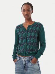 Tommy Jeans Kardigan Essential DW0DW23363 Zielony ciemny Regular Fit. Zielone kardigany damskie Tommy Jeans, xs, bez wzorów, z bawełny. Za 409.99 zł.