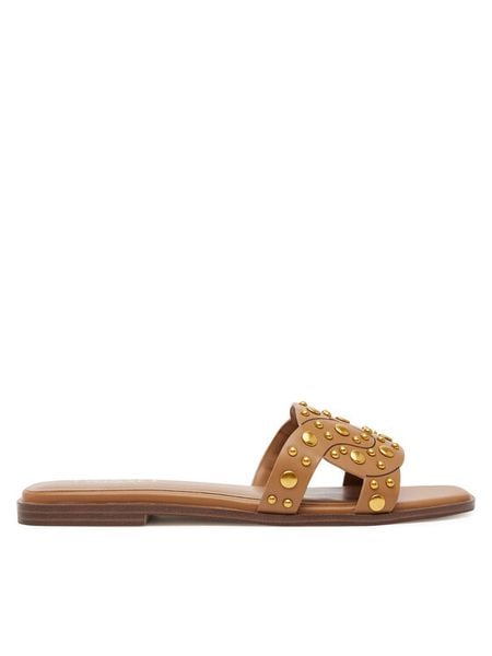 TWINSET Klapki 251TGT072 Brązowy. Brązowe klapki damskie Twinset, bez wzorów, ze skóry, bez obcasa, bez zapięcia. Za 539.99 zł.