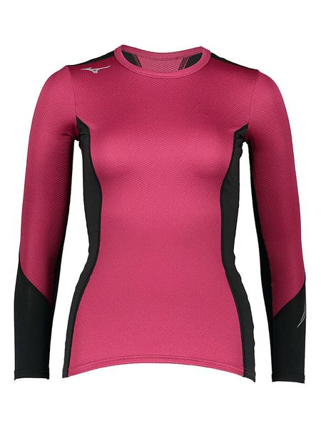 Mizuno Koszulka funkcyjna "Virtual Body H2 Crew" w kolorze różowo-czarnym rozmiar: L. Czarne koszulki damskie Mizuno, l, bez wzorów, bez kołnierzyka, bez ramiączek. Za 126.75 zł.