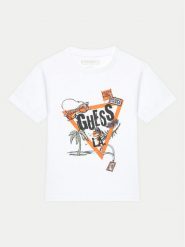 Guess T-Shirt N5GI05 K8HM4 Biały Regular Fit. Białe t-shirty i koszulki chłopięce Guess, z aplikacjami, z bawełny, bez kołnierzyka, bez ramiączek. Za 59.99 zł.