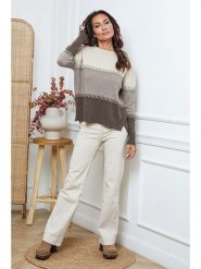 Joséfine Sweter "Lurcia" w kolorze brązowo-kremowym rozmiar: L. Brązowe swetry klasyczne damskie Joséfine, l, z kaszmiru, bez kołnierzyka. Za 195.99 zł.