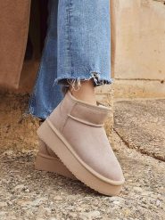 Belucci Skórzane botki w kolorze beżowym rozmiar: 37. Brązowe botki damskie Belucci, bez obcasa, na platformie, bez zapięcia. Za 182.29 zł.