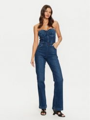 Guess Kombinezon W4PD1E D5JT1 Granatowy Regular Fit. Niebieskie sukienki damskie Guess, z aplikacjami, z bawełny, bez ramiączek. Za 479.99 zł.